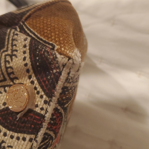 Spartina 449 Boho Linen & Leather Paisley Shoulder Bag “Daufuskie Island” - Picture 3 of 11